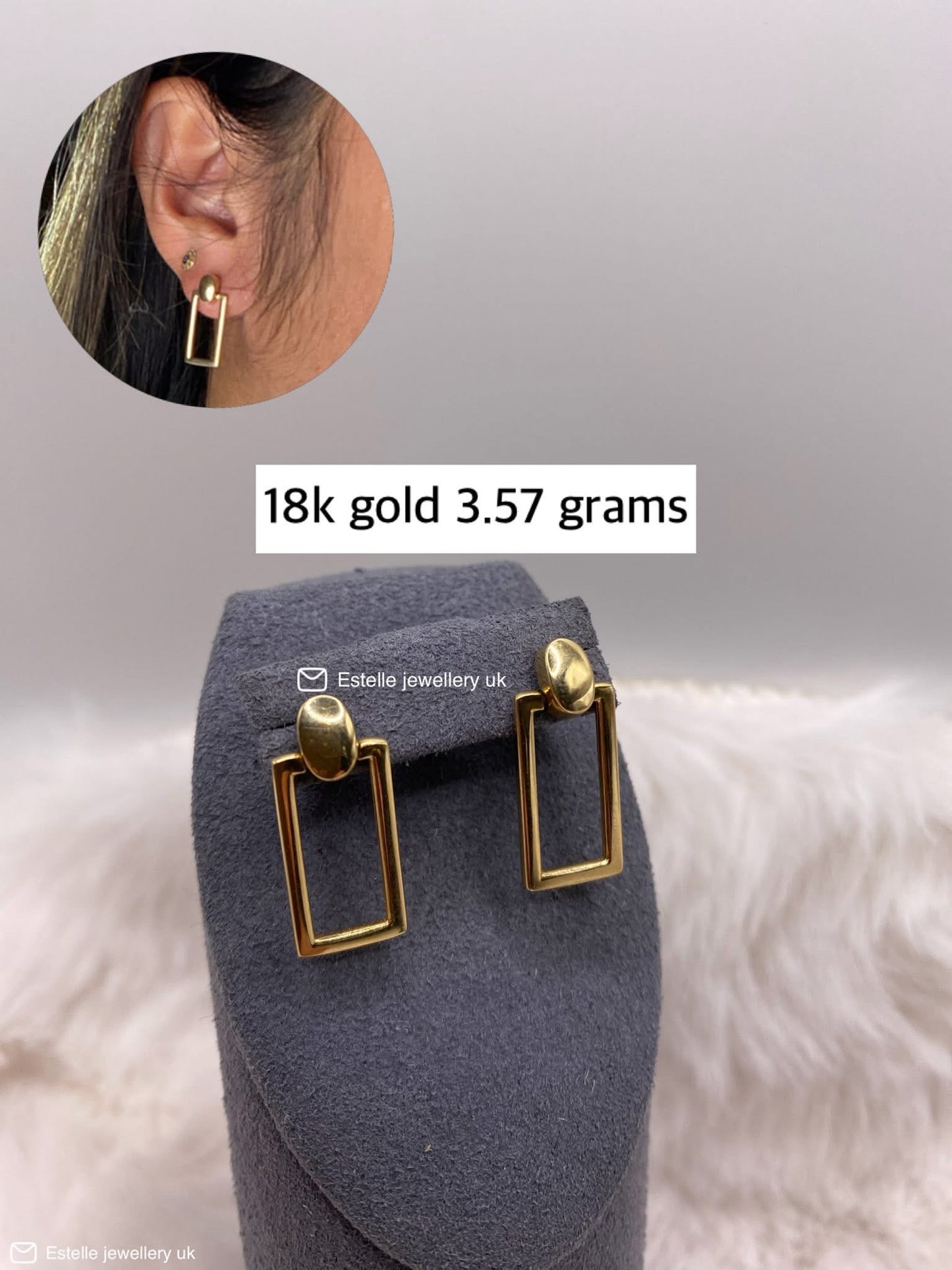 Square stud earrings 18k