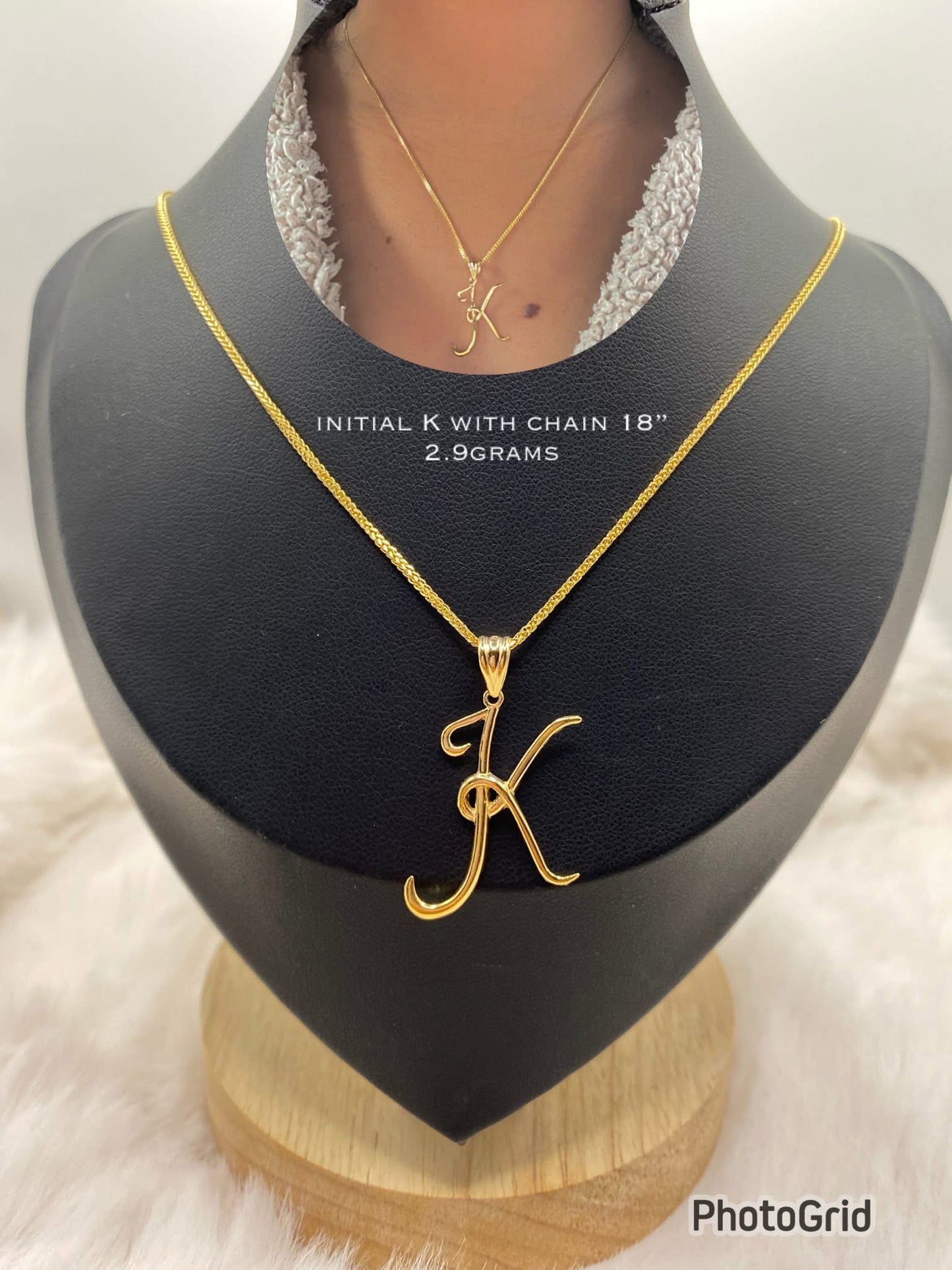 18k initial necklace