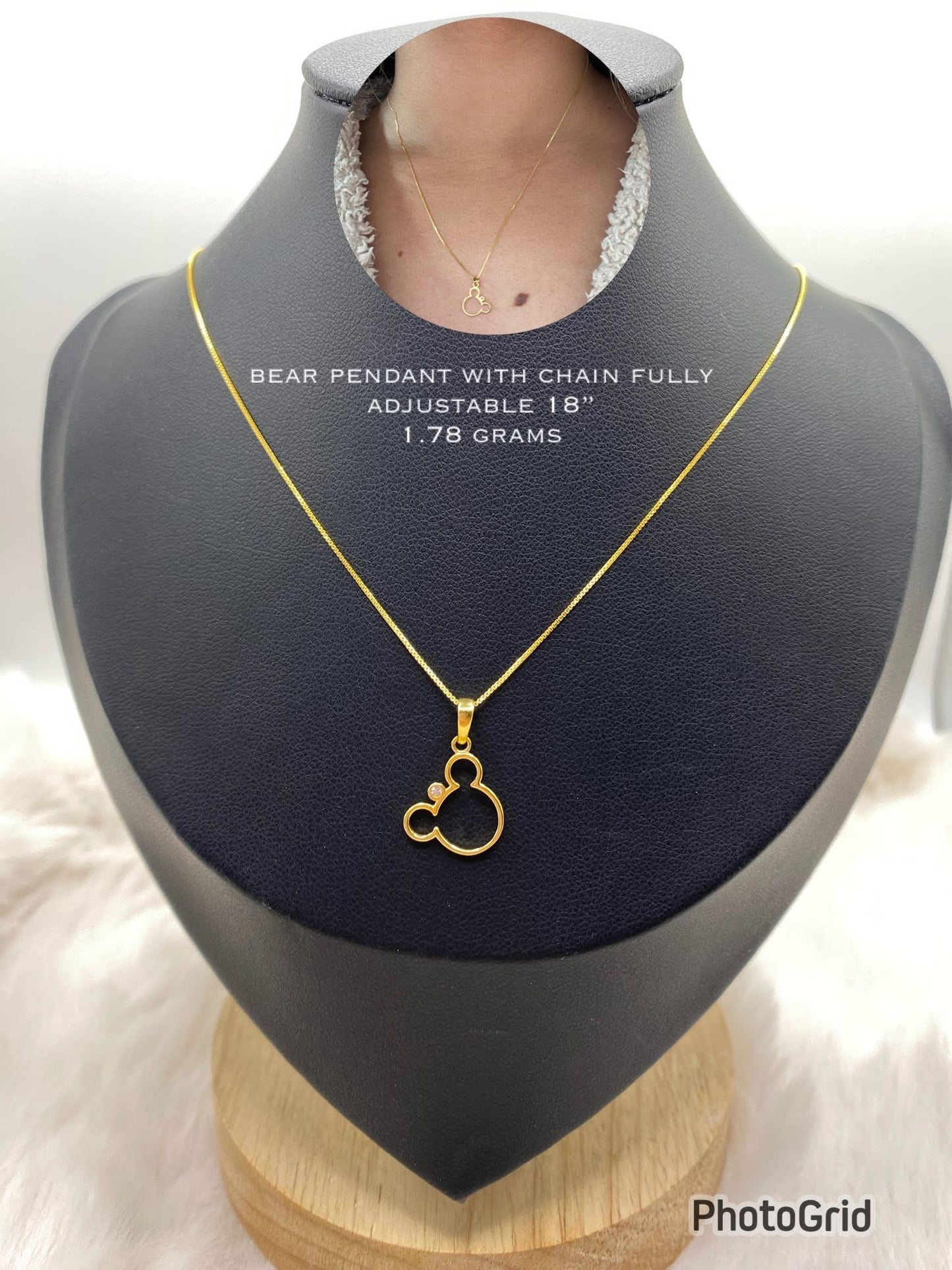 18k bear necklace