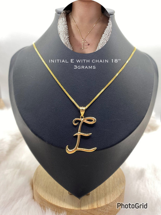 18k initial E necklace