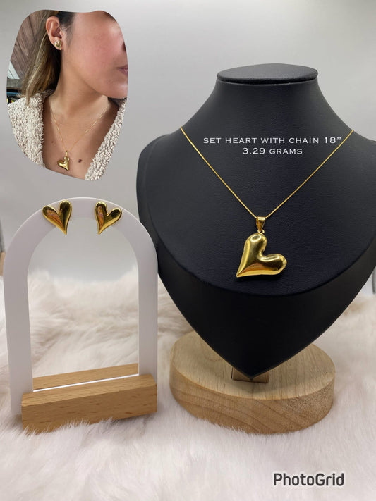 18k heart set