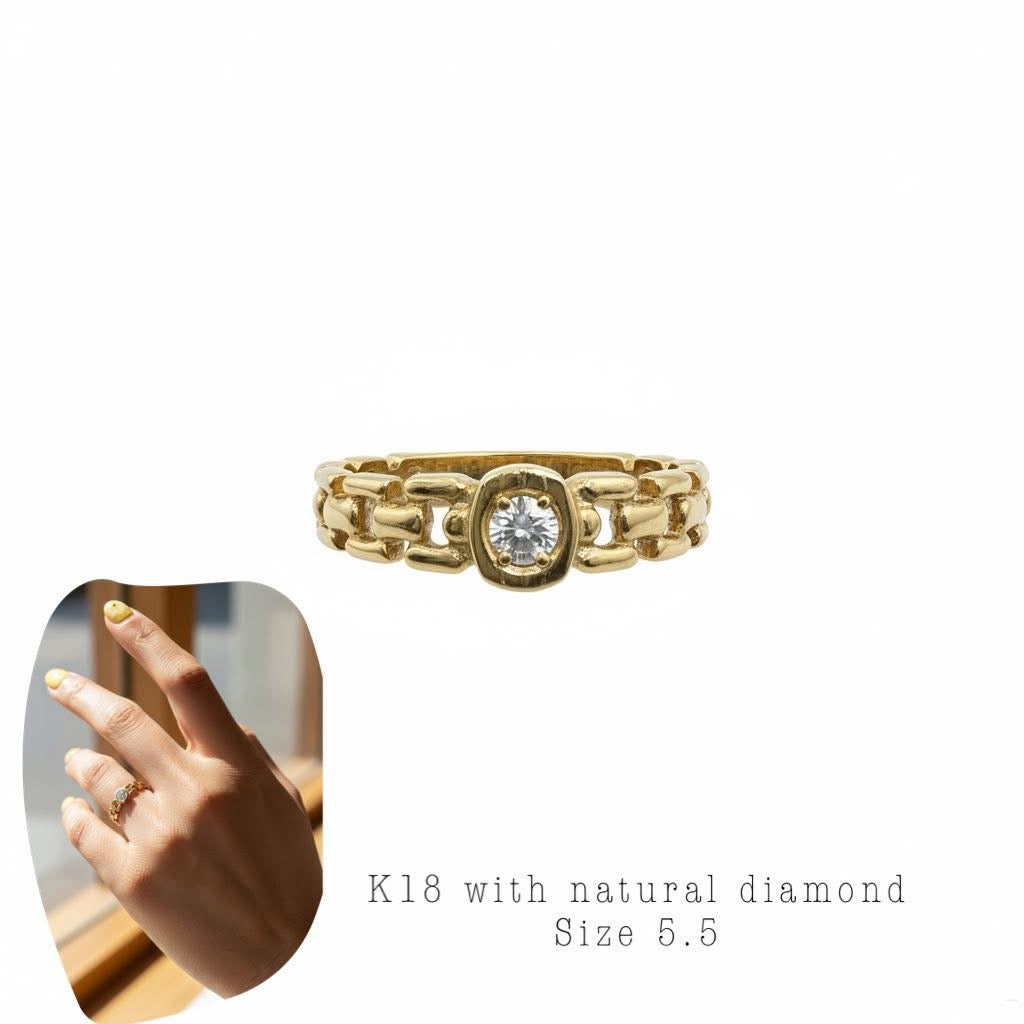 k18 ring natural diamond