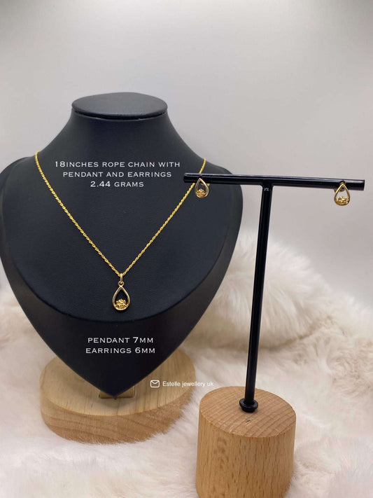 18ct set necklace and earrings