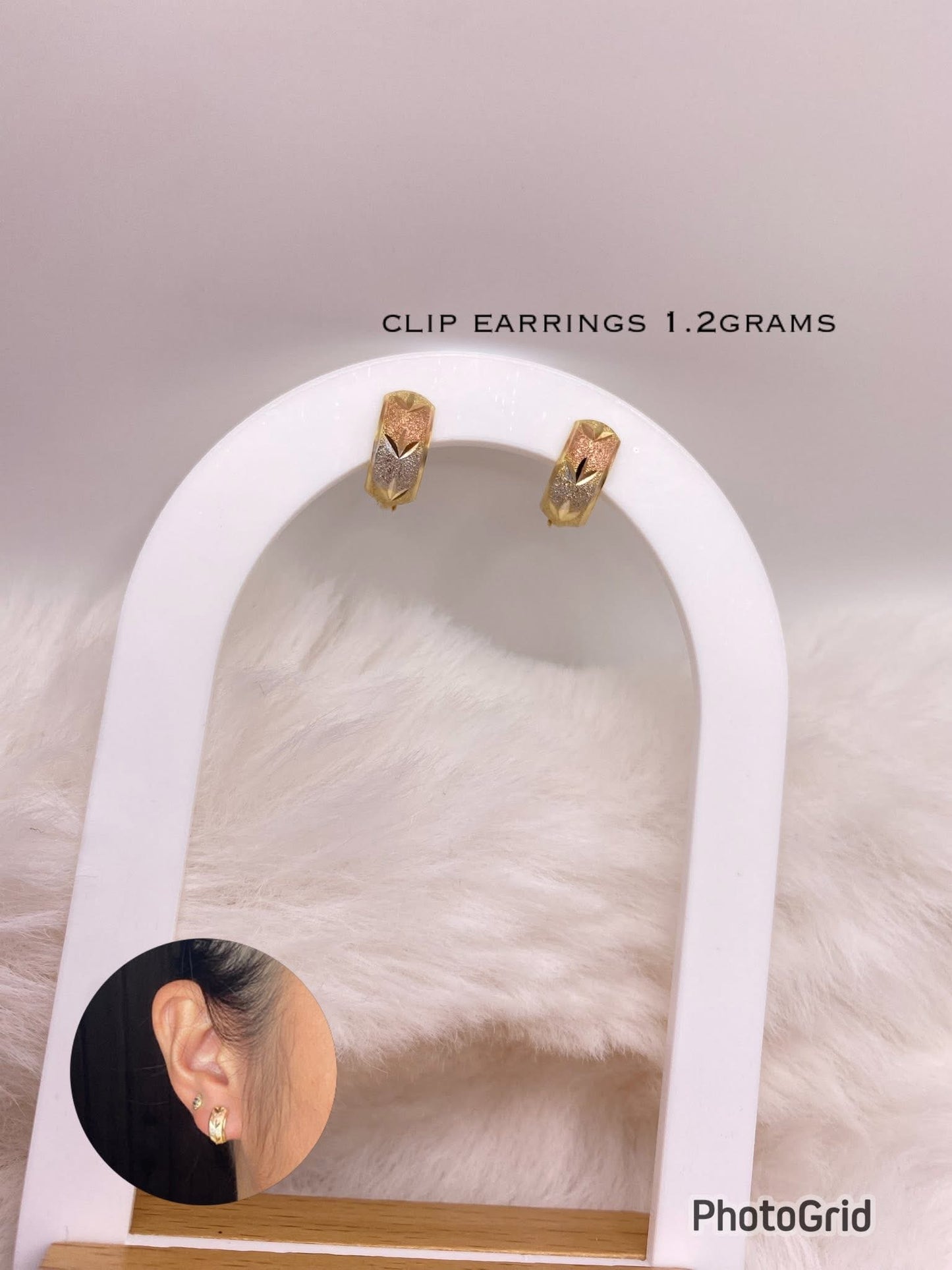 18k tri color earrings clip